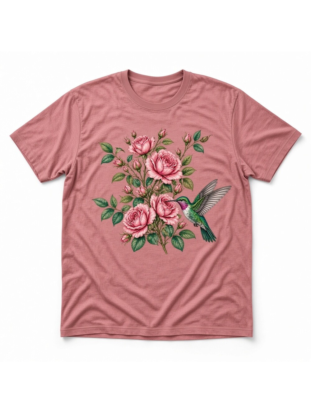4Pcs 10" Pink Rose Hummingbird Floral DTF Transfer Heat Press Iron On